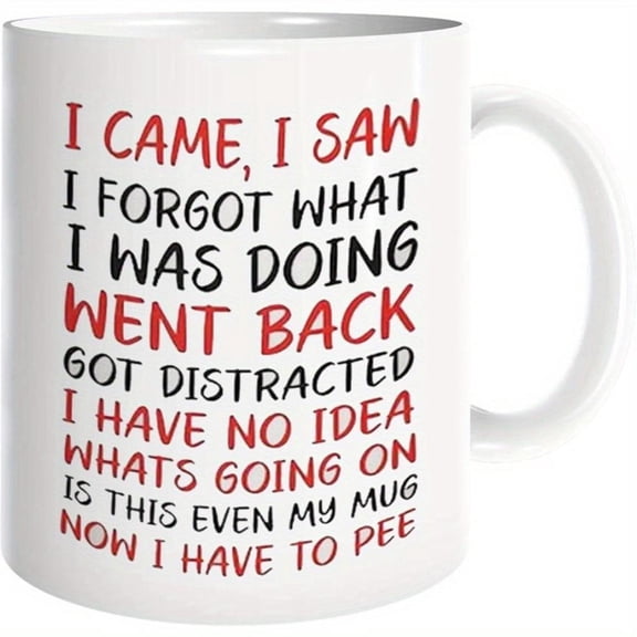 Funny Senior Coffee Mug I Came I Saw I Forgot What I Was Doing 11oz Ceramic Cup Daily Use Humorous Design Coffee Drinking Christmas Halloween Easter Thanksgiving