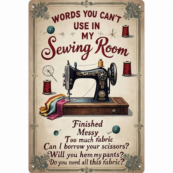 Funny Sewing Room Metal Sign: Vintage Seamstress Decor (8x12) Metal Wall Art Signs Man Cave Posters Metal Sign 8X12 Inch(20X30)