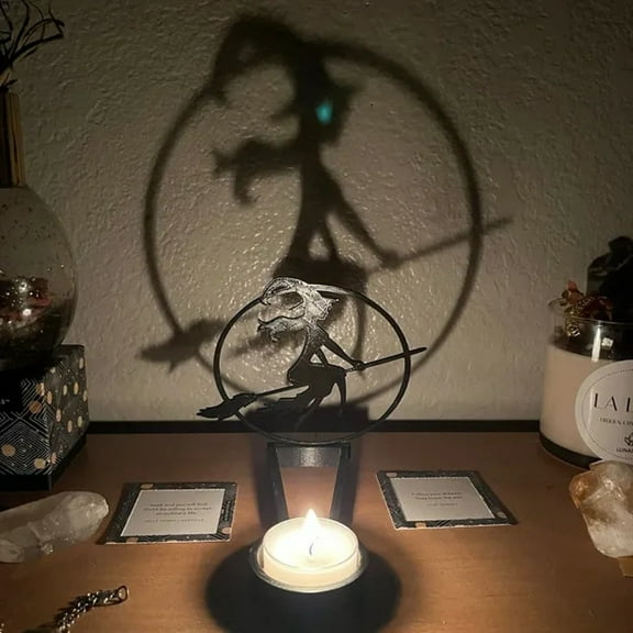 Funny Shadow Stand Candlestick Table Decoration Atmosphere Projection Decoration Fun Candlestick Black Silhouette Tabletop Ornament Decor with Candles