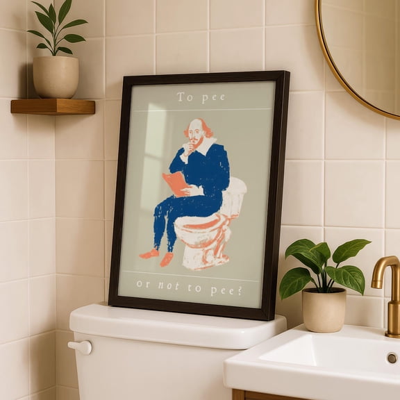 Funny Shakespeare Bathroom Print, To Pee or Not to Pee Wall Art, Lover Gift Book, Bathroom Poster Literary, Toilet Decor Humorous, bathroom pee, pee not, not pee, Unfreamed Poster 8x10