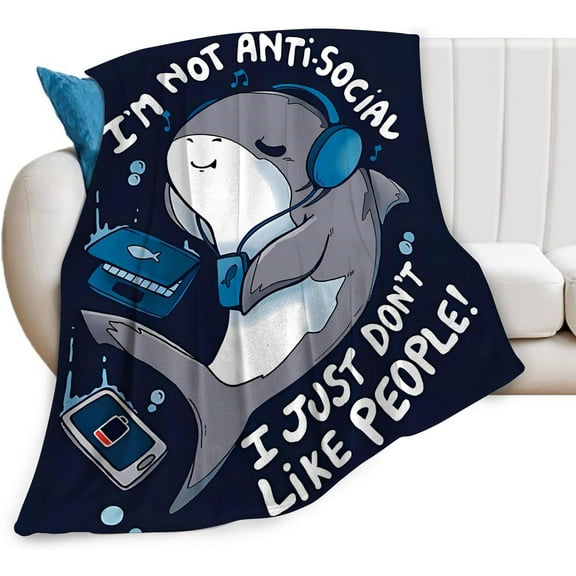 Funny Shark Blanket Soft Warm Cozy Cute Shark Blanket Fuzzy Plush Fleece Lightweight Flannel Blankets Gift for Adult Women Men Girl Boy 50"x40"