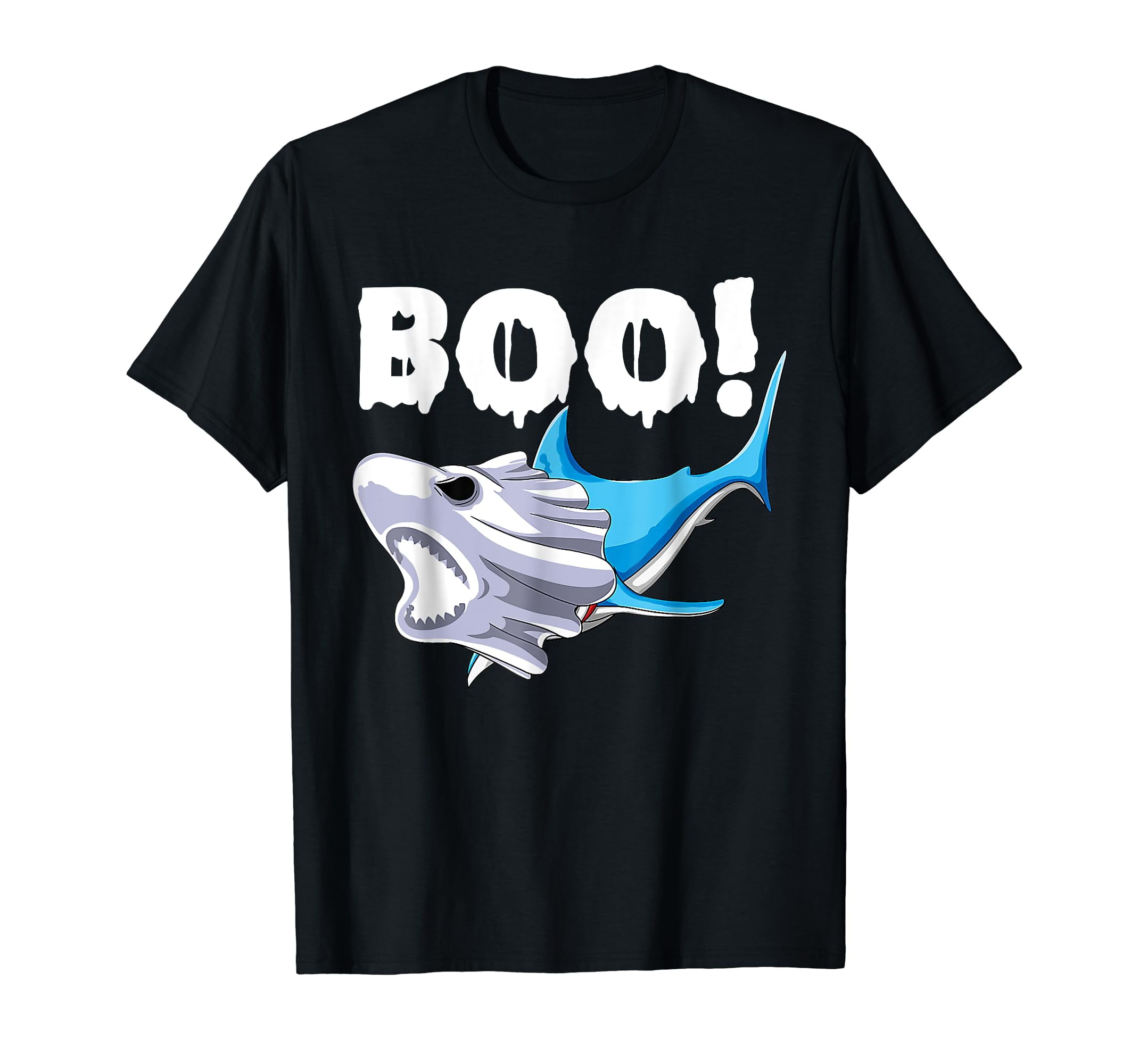 Funny Shark Halloween Boo Spooky Ghost Costume Boys Kids T-Shirt ...