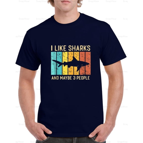 Funny Shark I Like Shark Maybe 3 People Retro Ocean Animal Lover T-Shirt Unisex, up to 5XL