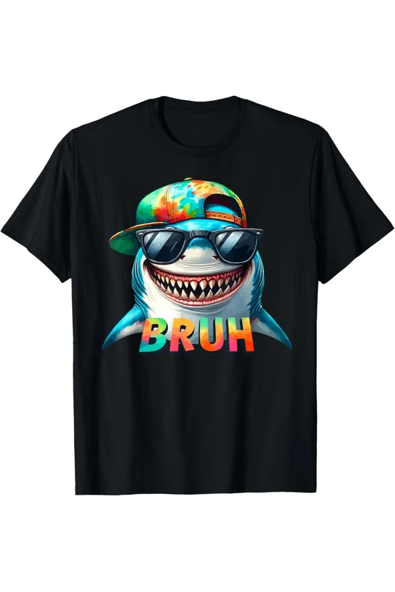 Funny Shark Meme Bruh Teenager Aquatic Animal Humor Unisex T-Shirt ,up to size 5XL