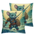 Funny Shark Throw Pillow Cover Pack of Vintage Mouse Japanese Sailboat