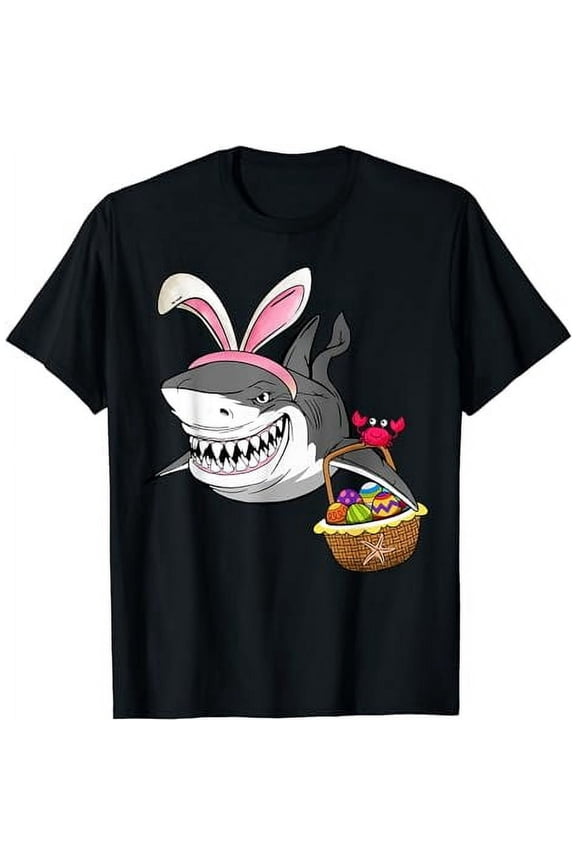 Funny Shark Wearing Bunny Ears Easter Graphic Unisex Short Sleeve T-Shirt
