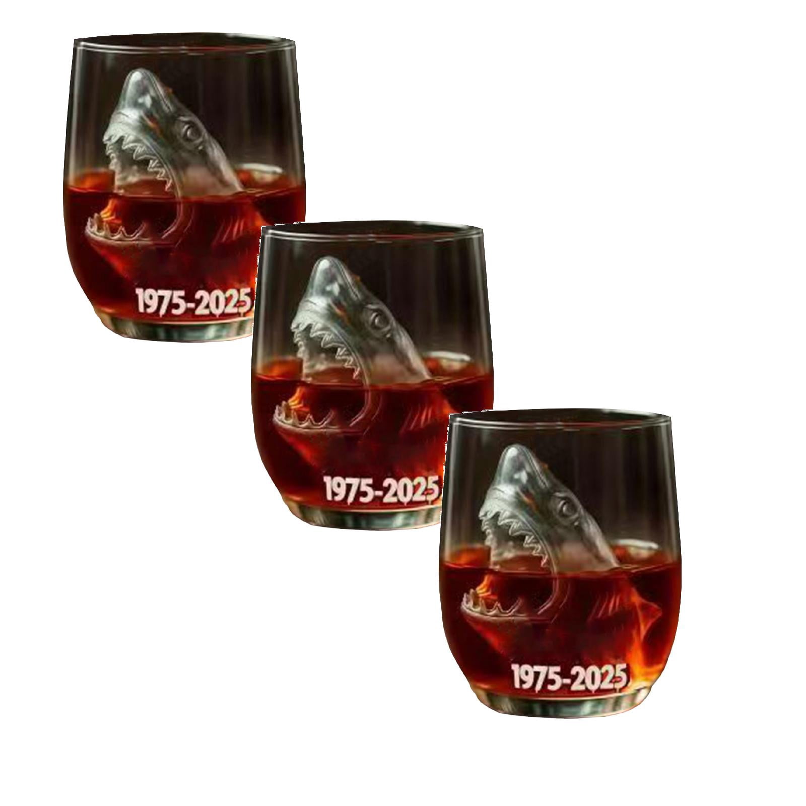 Stemless Wine Glass With 3D Shark Inside - 16 Oz Unique Glass For Ocean Lovers, Handmade