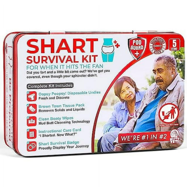Funny Shart Survival Kit by Witty Yeti. Ultimate Poop Prank Gag Gift Set Contains Wet Wipes