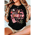 thumbnail image 1 of Funny She's A Teacher I Can Tell Letter Print Graphic T‑Shirt, Women Crew Neck Short Sleeve Tee Casual Women Clothing, 1 of 8
