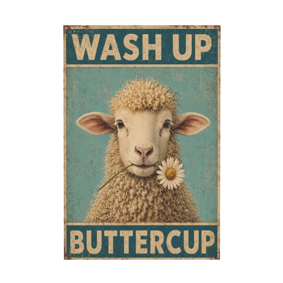 Funny Sheep Painting Canvas Wall Art For Bathroom Or Living Room 12*18in
