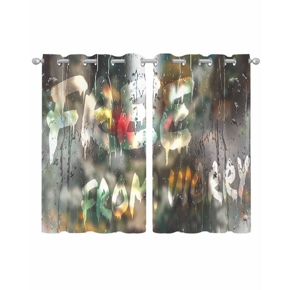 Funny Sheer Curtains 39 Inch Length 2 Panels Set for Living Room/Bedroom, Modern Abstract Glass Chic Rains Kitchen Curtains with Grommet Semi-Sheer Curtains Drapes Voile Window Treatments 27.5"x39"x2