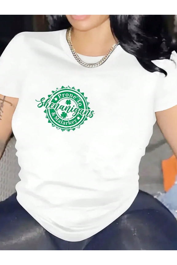 Funny Shenanigans Malarkey Graphic for Women Short Sleeve Casual T-Shirt