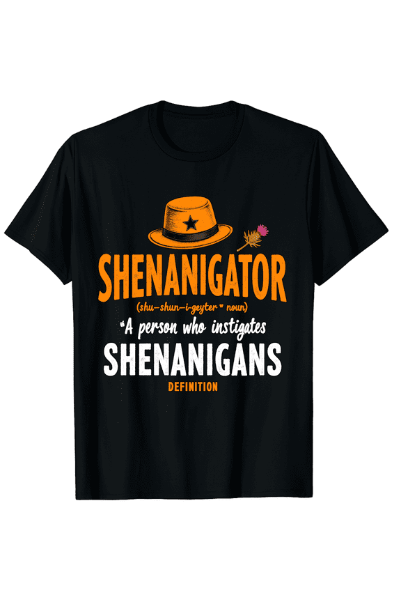 Funny Shenanigator Definition Graphic T-Shirt - Sarcastic Humor Shenanigans Tee for Men and Women - Retro Style Adult Apparel