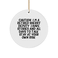 thumbnail image 1 of Funny Sheriff Deputy Gifts from Friends: Caution Circle Ornament for Men - Sheriff Deputy Retirement Gift for Him, Sheriff Deputy Christmas Ornament, 1 of 4