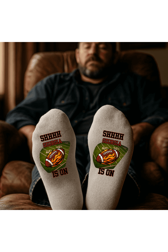 Funny Shhhh Georgia is on Football Socks for Men & Women Comfortable Novelty Gift Sock