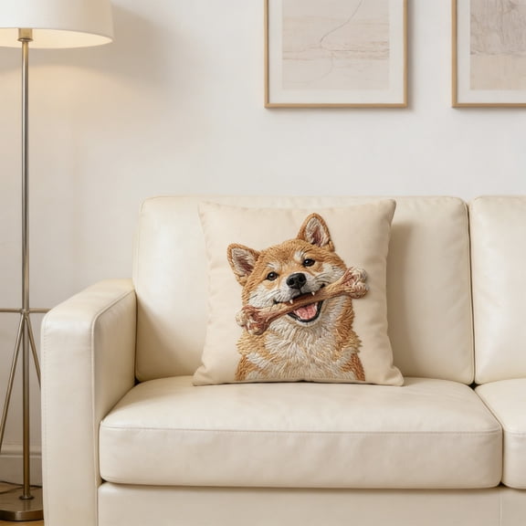 Funny Shiba Inu Office Selfie Throw Pillow Cover - Meme Style Dog Print Cushion, Decorative Pillow for Office Chair, Sofa, Home and Workspace Decor, Gift for Dog Lovers