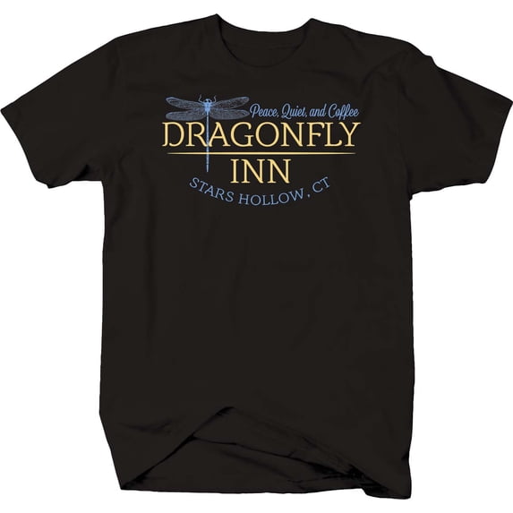 Funny Shirts Dragonfly Inn XL Black Tshirt for Men