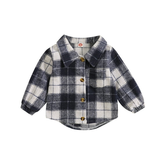 Funny Shirts For Infants Kids Toddler Baby Boys Autumn Winter Shirt Jacket Plaid Cotton Long Sleeve Button Down Boys Coat Clothes Outwear Cute Tops For Boys (Grey,100 18-24 Months)