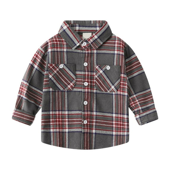 Funny Shirts For Kids Toddler Boys Long Sleeve Fashion Casual Plaid Shirt Tops Coat Outwear For Boys Clothing Cute Tops For Infant (Red,120 4-5 Years)