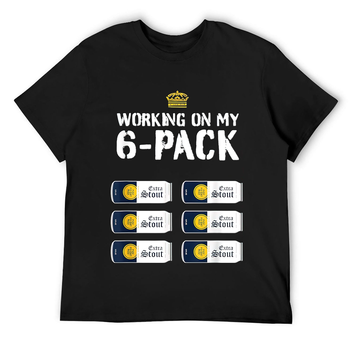 Funny Shirts Working On My 6 Pack Beer Abs Fitness Satire Mens T