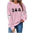 thumbnail image 1 of Funny Shirts for Women Halloween Ghost Crew Neck Sweatshirts Loose Fleece Lined Cute Graphic Pullover Tops Pink, XL, 1 of 5