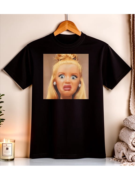 Funny Shocked Doll Meme T-Shirt, Ironic Sarcastic Graphic Tee, Unhinged Internet Humor Shirt, Unisex Apparel