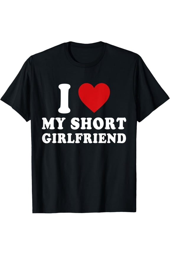 Funny Short Partner Appreciation T-Shirt - Retro Red Heart Graphic Men's Cotton Tee - Classic Fit Comfortable Black Top