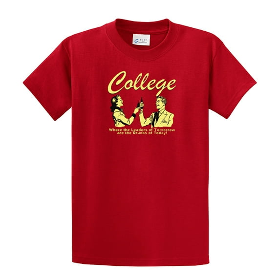 Funny Short Sleeve T-shirt College Leaders of Tomorrow Drunks of Today-red-Medium