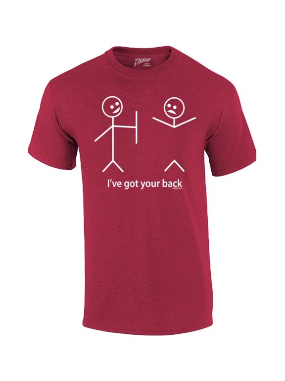 Funny Short Sleeve T-shirt I've Got Your Back Stick Figures Humorous Sarcastic Phrases Novelty Short Sleeve T-shirt-Antiquecherry-XXXL