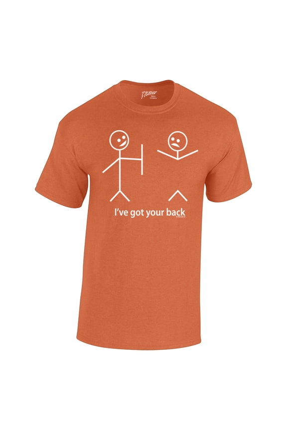 Funny Short Sleeve T-shirt I've Got Your Back Stick Figures Humorous Sarcastic Phrases Novelty Short Sleeve T-shirt-Antiqueorange-Small