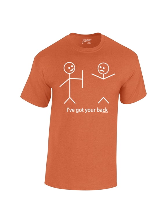 Funny Short Sleeve T-shirt I've Got Your Back Stick Figures Humorous Sarcastic Phrases Novelty Short Sleeve T-shirt-Antiqueorange-XL