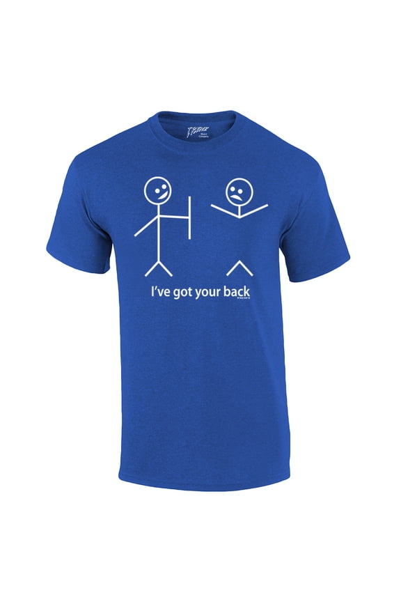 Funny Short Sleeve T-shirt I've Got Your Back Stick Figures Humorous Sarcastic Phrases Novelty Short Sleeve T-shirt-Antiqueroyal-XXXL
