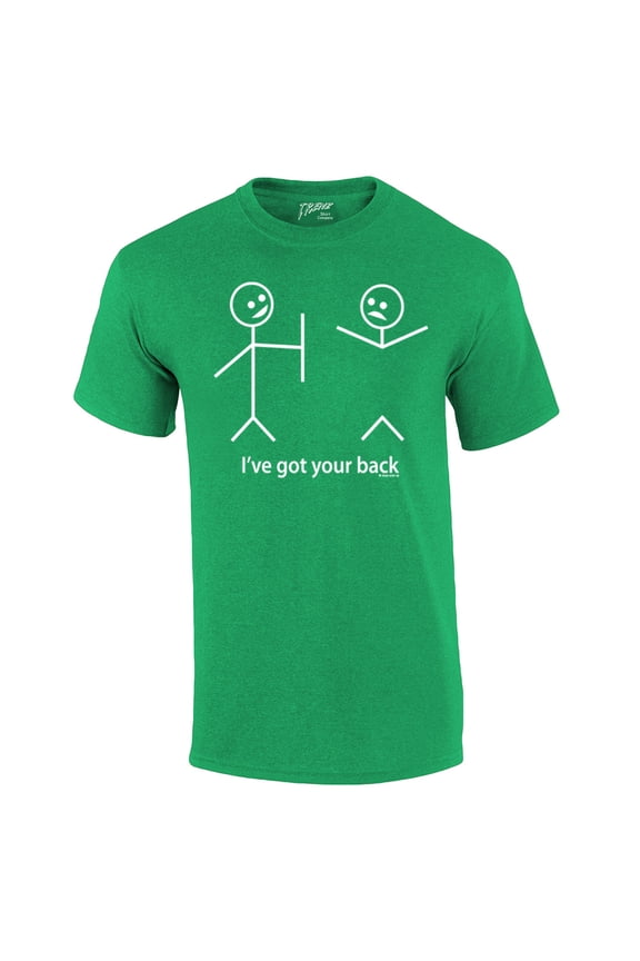 Funny Short Sleeve T-shirt I've Got Your Back Stick Figures Humorous Sarcastic Phrases Novelty Short Sleeve T-shirt-Kelly-XXL