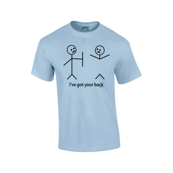 Funny Short Sleeve T-shirt I've Got Your Back Stick Figures Humorous Sarcastic Phrases Novelty Short Sleeve T-shirt-Lightblue-Medium
