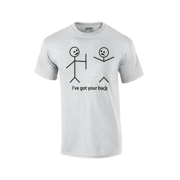 Funny Short Sleeve T-shirt I've Got Your Back Stick Figures Humorous Sarcastic Phrases Novelty Short Sleeve T-shirt-Lightgrey-6Xl