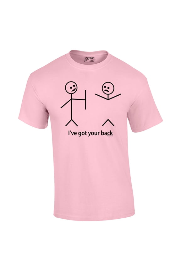 Funny Short Sleeve T-shirt I've Got Your Back Stick Figures Humorous Sarcastic Phrases Novelty Short Sleeve T-shirt-Lightpink-Large