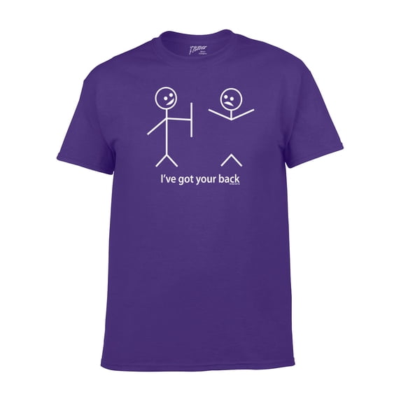 Funny Short Sleeve T-shirt I've Got Your Back Stick Figures Humorous Sarcastic Phrases Novelty Short Sleeve T-shirt-Lilac-XXXL