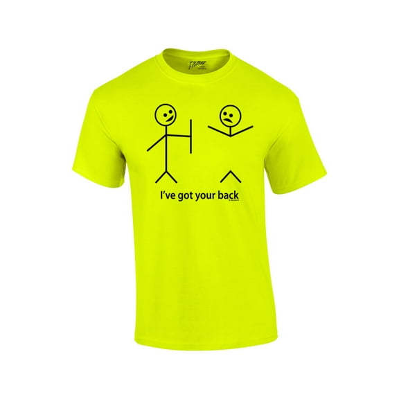 Funny Short Sleeve T-shirt I've Got Your Back Stick Figures Humorous Sarcastic Phrases Novelty Short Sleeve T-shirt-Neonyel-4Xl