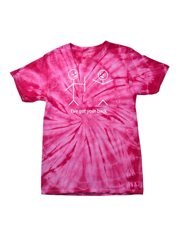 Funny Short Sleeve T-shirt I've Got Your Back Stick Figures Humorous Sarcastic Phrases Novelty Short Sleeve T-shirt-Pinktiedye-XL