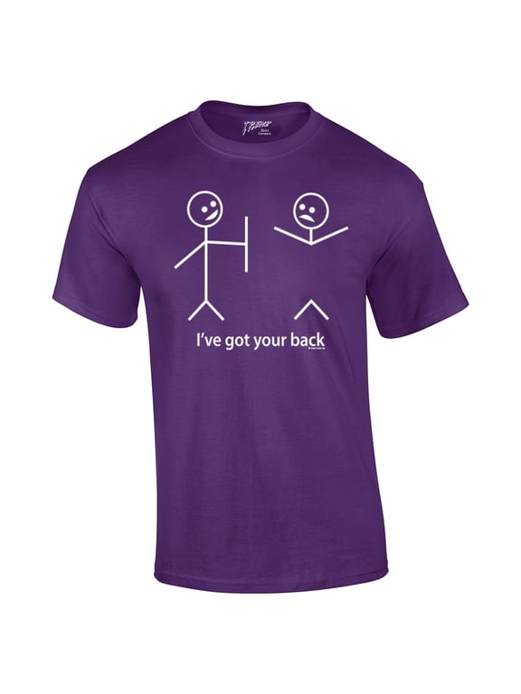 Funny Short Sleeve T-shirt I've Got Your Back Stick Figures Humorous Sarcastic Phrases Novelty Short Sleeve T-shirt-Purple-5Xl