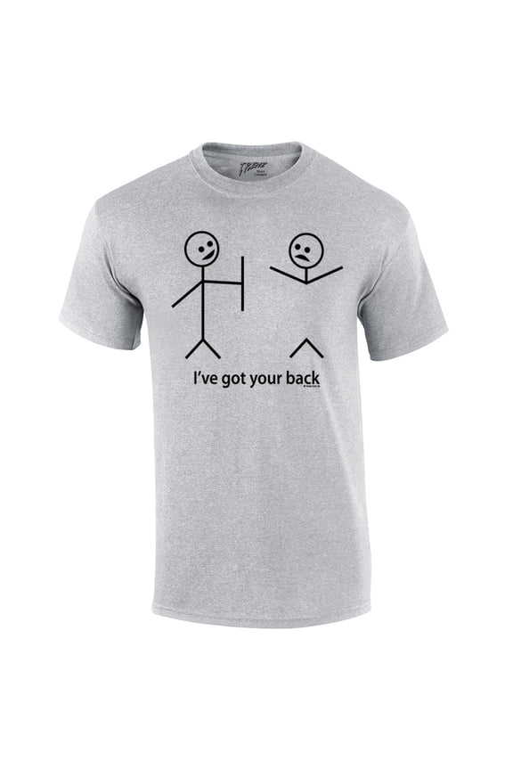 Funny Short Sleeve T-shirt I've Got Your Back Stick Figures Humorous Sarcastic Phrases Novelty Short Sleeve T-shirt-Sportsgray-4Xl