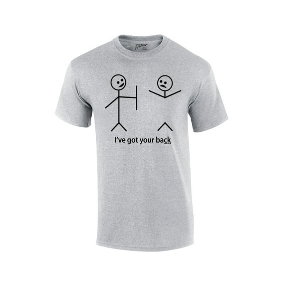Funny Short Sleeve T-shirt I've Got Your Back Stick Figures Humorous Sarcastic Phrases Novelty Short Sleeve T-shirt-Sportsgray-5Xl