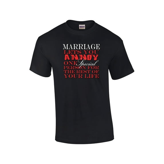 Funny Short Sleeve T-shirt Marriage Lets You Annoy-Black-XL
