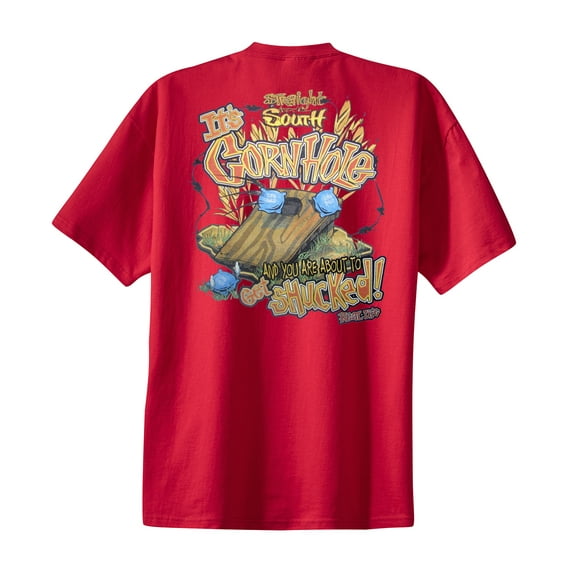 Funny Short Sleeve T-shirt Straight From The South It's Cornhole-red-large