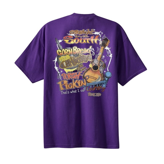 Funny Short Sleeve T-shirt Straight from The South Corn Bread-Purple-Small