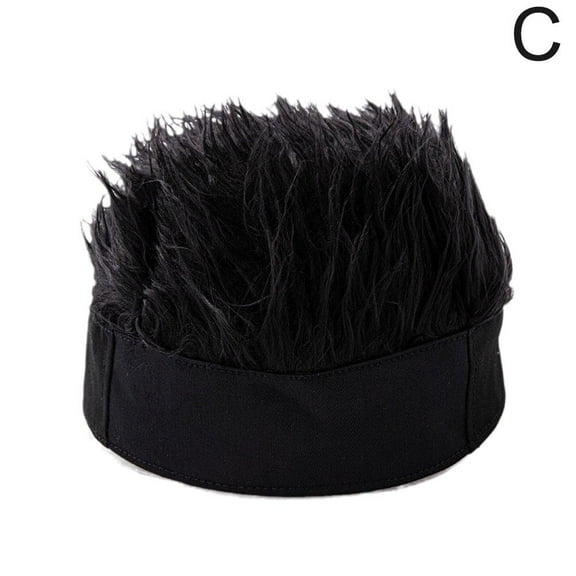 Funny Short Wig Men Women Novelty Hip Hop Beanie Hat with Spiked Hair Short Adjustable Wig
