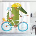 thumbnail image 1 of Ambesonne Funny Shower Curtain, Crocodile Friends Bicycle, 69"Wx84"L, Multicolor, 1 of 3
