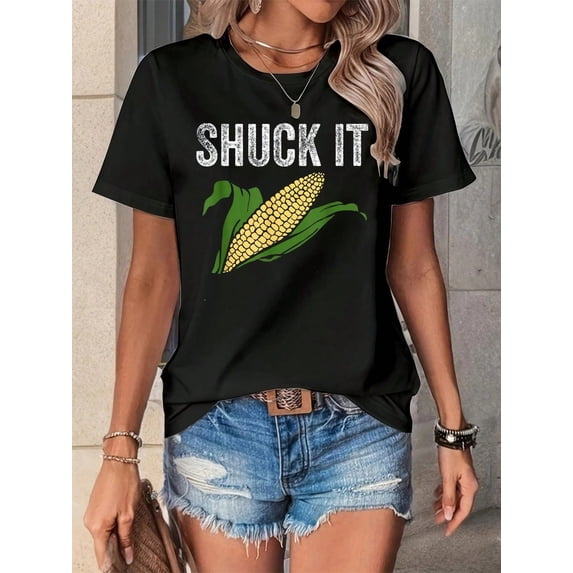 Funny Shuck It Corn Pun Graphic Tee Retro Sarcastic Farmer Humor Women's Men's Unisex Short Sleeve T-Shirt