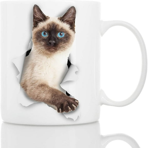 Funny Siamese Cat Coffee Mug - Ceramic Funny Coffee Mug - Perfect Cat Lover Gift - Cute Novelty Coffee Mug Present - Great Birthday or Christmas Surprise for Friend or Coworker, Men and Women (11oz)
