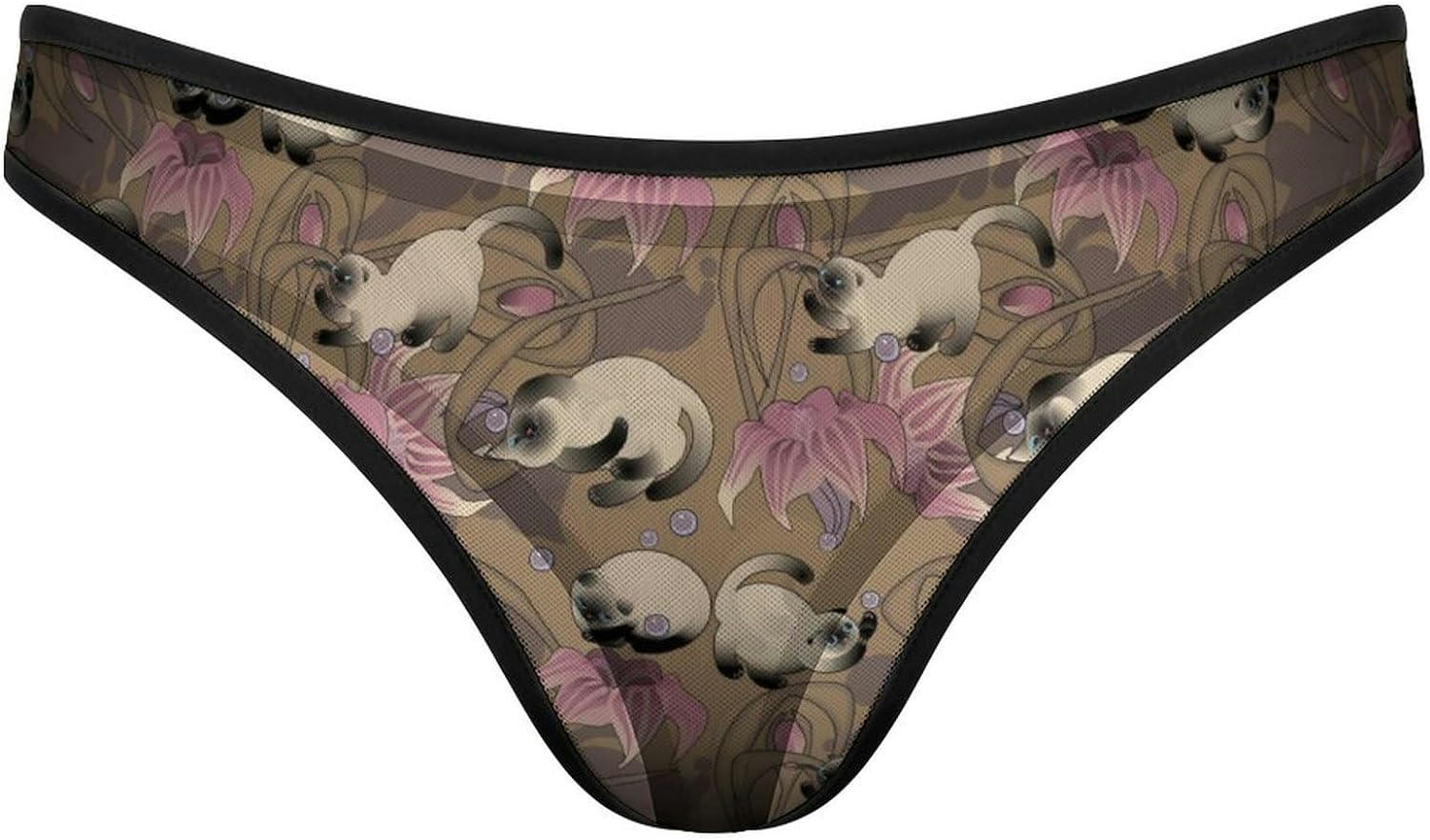 Funny Siamese Cat Women's Thong Underwear Seamless Panties No Show T